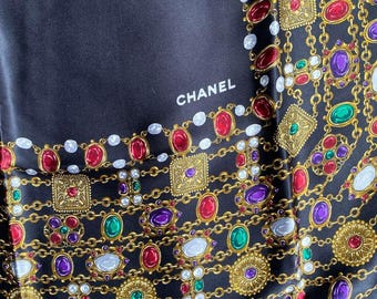 Vintage Silk Scarf, Chanel Vintage Silk Scarf 33 X 34 Inches
