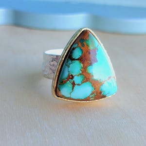ROYSTON TURQUOISE  RING , spring  ring, gold ring, one of a kind, size 10 1/4, golden hills turquoise, american turquoise