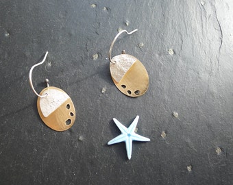 GOLD + STERLING EARRINGS, contemporary earrings,  modern design