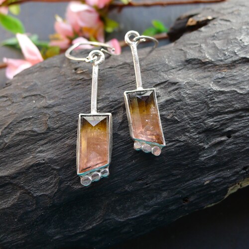 BICOLOR TOURMALINE EARRINGS , boho earrings, medium earrings, shops one of a kind , aquamarine gemstones