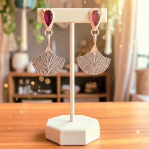 Boucles d'oreilles pastèque tourmaline : boucles d'oreilles pendantes bohèmes en argent sterling