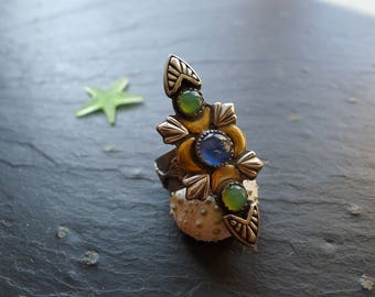 BOHO KYANITE RING, sterling silver ring, size 9 1/4,  autumn ring, one of a kind, ethnic ring