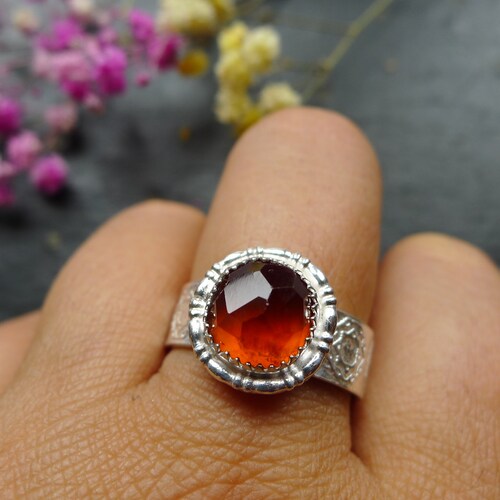 FANTA GARNET RING: boho ring, sterling silver shops ring, one of a kind ring, summer ring, size 10