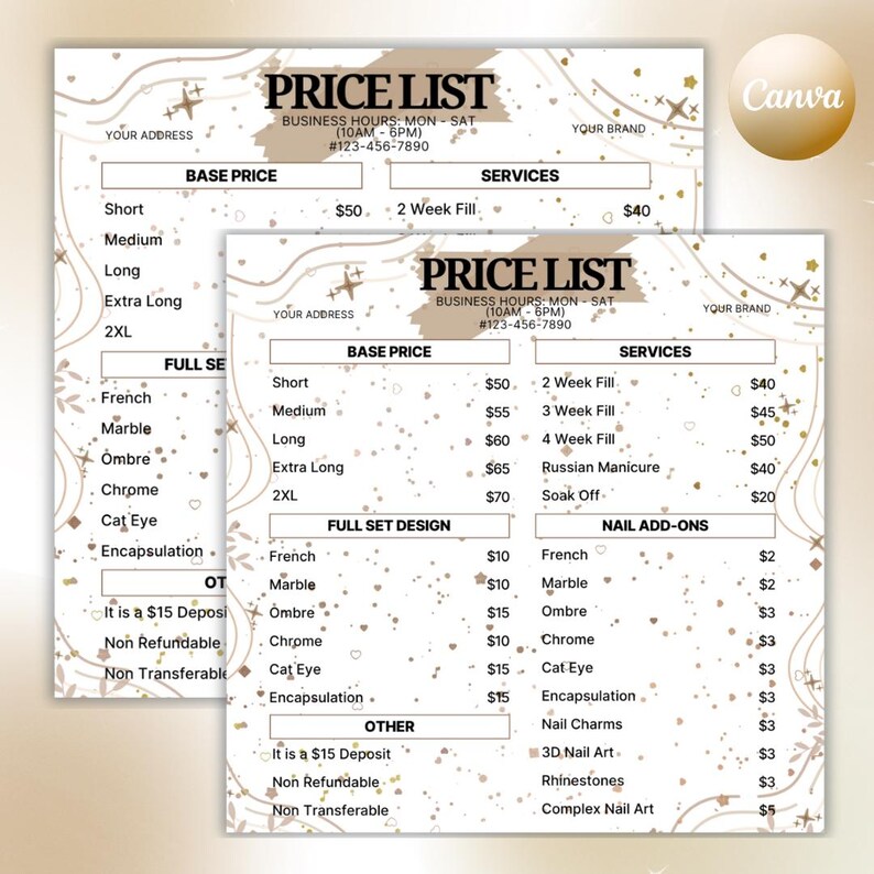 Editable Price List Template, Printable Price List, Canva Template, DIY ...