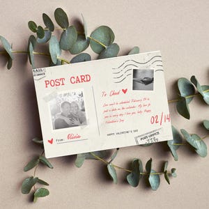 Carte postale personnalisée pour la Saint-Valentin - Carte d'amour de style vintage avec insert photo