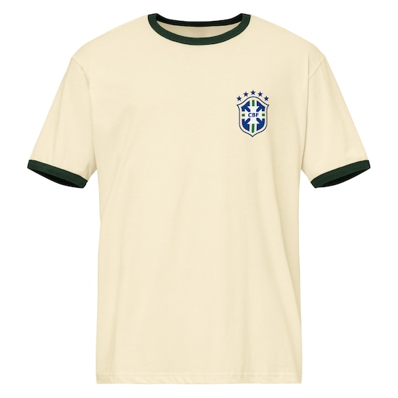 Vintage Brazil Soccer Ringer T-Shirt: Retro CBF Jersey
