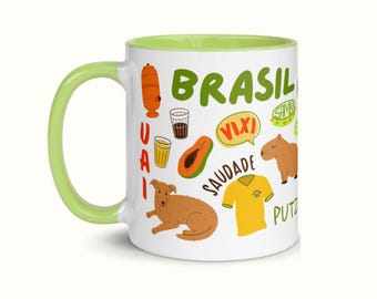 Taza de cerámica de Brasil: Taza de café con temática de la cultura brasileña