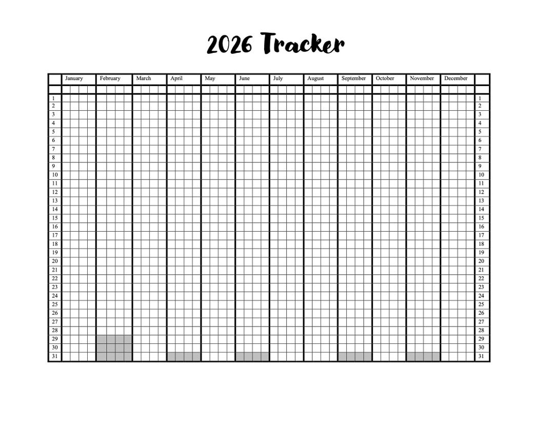 2026 Daily Habit Tracker Printable | Minimalist Year-at-a-glance ...