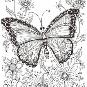 Butterfly Coloring Book Printable | Digital Download PDF | Adult & Kids Coloring Pages | Stress Relief Mindfulness Activity