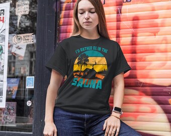 Sauna Cabin T-Shirt: Finnische Kultur, gemütliches Baumwoll-T-Shirt