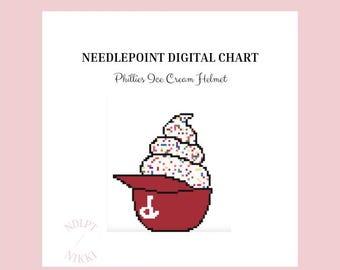 Philadelphia Baseball Ice Cream Helmet-Needlepoint Digital Chart