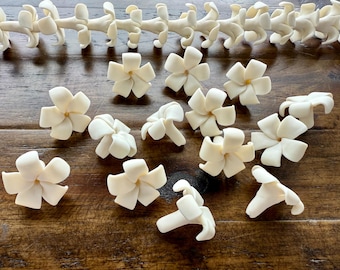 30mm White Puakenikeni Flower Polymer Clay Beads-center hole