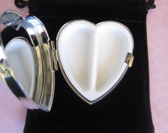 10 Blank Heart Shaped Compartment Pill Box Container w/velvet pouches CLEARANCE SALE