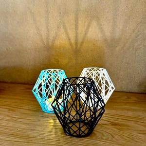 Tealight holder star design set of 3 - candles &quot;geometry light play&quot; 3 pieces - modern decorative tealights & LED candles