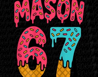 Mason 67 PNG, Funny Ice Cream Drip Baseball Meme Design, Sports Humor Sublimation Clipart, Trendy T-Shirt PNG, Digital Download, DTF Print