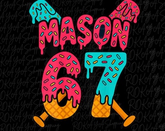 Mason 67 PNG, Funny Ice Cream Drip Baseball Meme Design, Sports Humor Sublimation Clipart, Trendy T-Shirt PNG, Digital Download, DTF Print