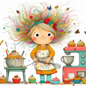 Girl Baker Clipart Bundle | Girl Baker Clip Art Set of 10 | Baker Clip Art Set | Girl Baking Clip Art Set | Baker Bundle Clip Art | Baking