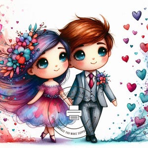 Cute Couple Clipart Set of 10 | Couple Clip Art Bundle | Romantic Clip Art Set | Love Hearts Clip Art Set| Couple Drawing Bundle Clip Art