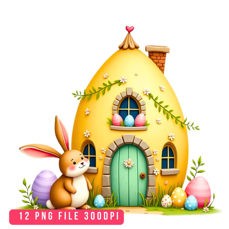 Cute Easter Bunny Houses Clipart PNG, Pastel Fairy Egg Homes Clip Art ...