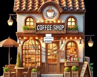 10 Coffee Shop Clip Art Set, High Quality 300 DPI PNG Transparent Background,  Digital Instant Download Clip Art, Coffee Shop Printable Clip