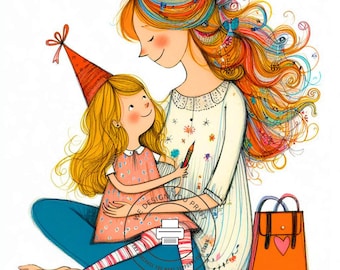 Mother and Daughter Mothers Day Clipart, High Quality 300 DPI JPG White Background, Digital Instant Download Printable Clip Arts