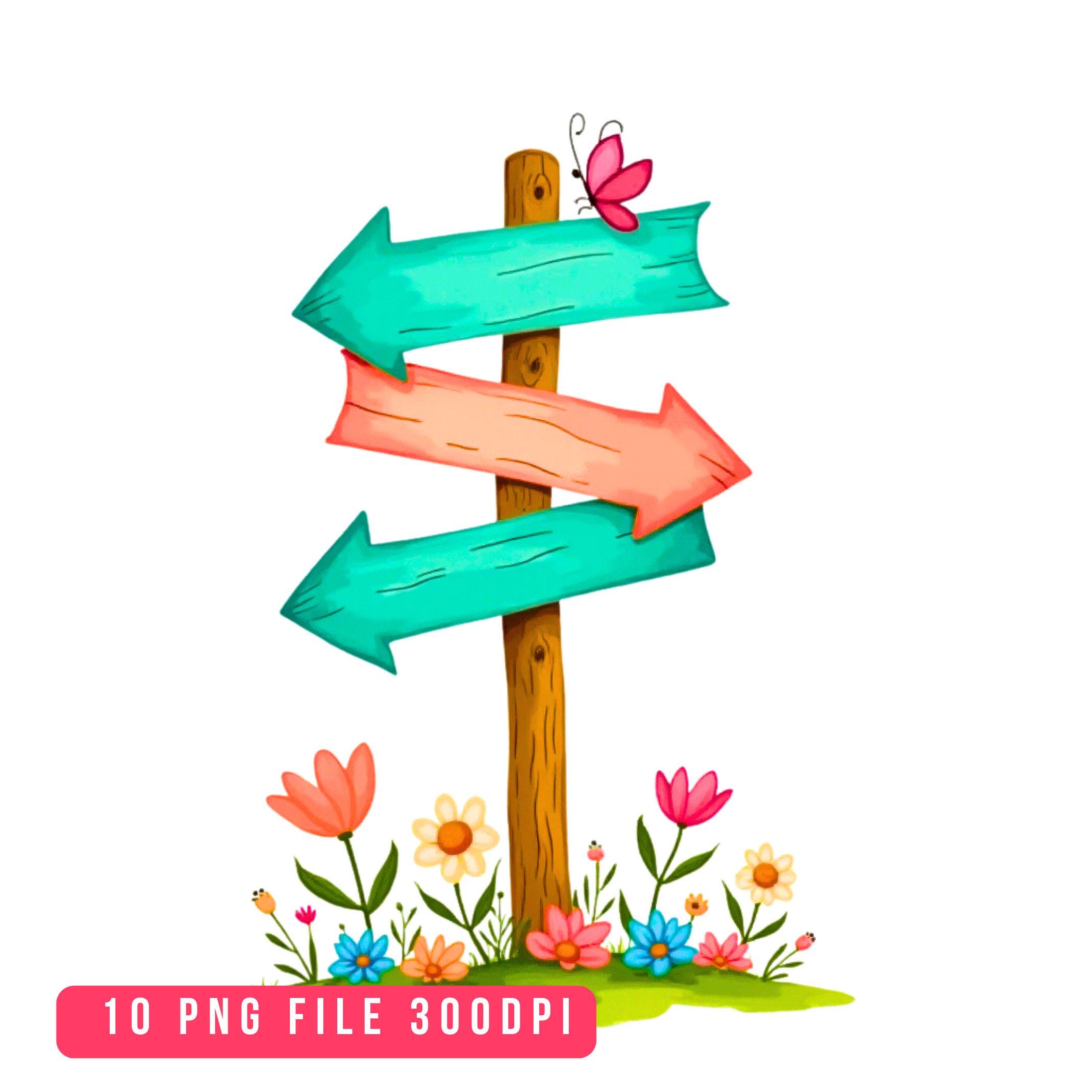 Spring Idnet Arrows 10 Spring Direction Sign Clipart PNG, Colorful Arrow Signpost, Garden ...