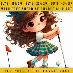 10 Spielen Golf Süßen Mädchen Clipart Blonde Schwarze Haare JPG, süßes Mädchen Golf Sport Clip Art, sportliches süßes Mädchen, digitale Sofort Download Kunst