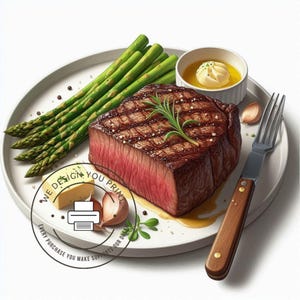 Wagyu Steak Clipart | Digitale kunst gastronomisch eten | Realistische biefstukillustratie | Fine Dining Meat JPG | Hoogwaardige culinaire afdrukbaar