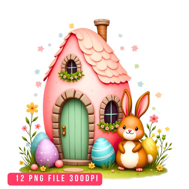 Cute Easter Bunny Houses Clipart PNG, Pastel Fairy Egg Homes Clip Art ...