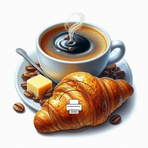 Set di 10 clip art di caffè / Pacchetto di clip art di croissant / Set di clip art di croissant e caffè / Pacchetto di clip art di caffè e croissant / Immagine di pasticceria