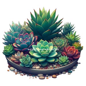 10 imágenes prediseñadas de suculentas en formato JPG, cactus de acuarela imprimibles, arte de pared de jardín bohemio, ilustración digital de vegetación, decoración de pared