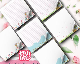Floral Sofort Download druckbare Memo Pad Set | Rosa Notizblock zum Ausdrucken | Digital Druckbares Briefpapier Set | Kawaii Notizblöcke Set |