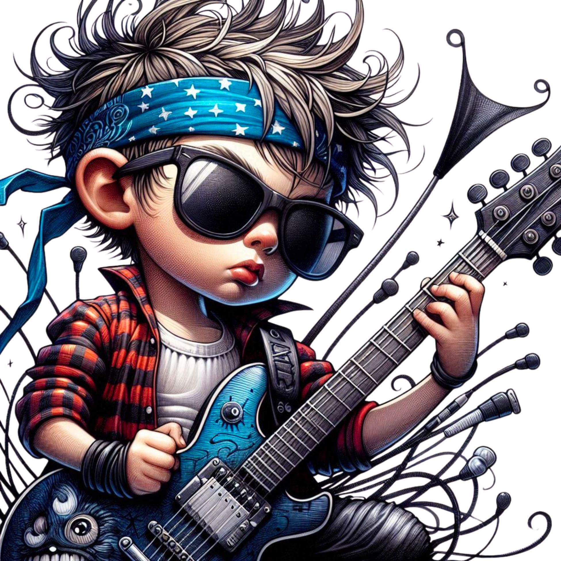 Rockstar Quirky Boy Clip Art Png Transparent, Clip Art Set Cute Boy Music Star Graphics, Digital Clip Art Quirky Boy Rockstar, Music Lover