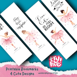 Printable Bookmark | Ballerina Bookmark Set | Printable Ballet Bookmarks | Dance Bookmarks | Digital Download | Ballet Gifts for Dancers