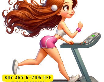 10 Kawaii Fitness Girl PNG Clipart, Workout Woman Gym Graphics (Digital Download)