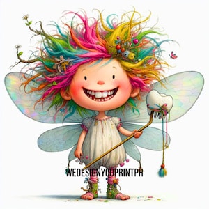 10 cliparts fée des dents JPG, clipart fée des dents lunatique coloré, image imprimable fée des dents pour enfants, clipart fée mignon numérique