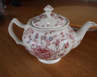 Vintage Johnson Brothers Rose Chintz Pink Teapot, Retired 