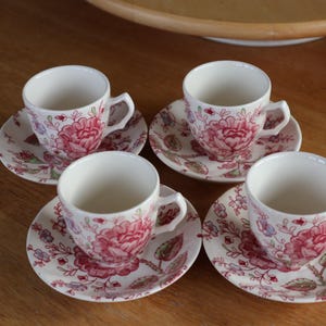 vintage Johnson Bros, Rose Chintz Pink espresso, tasse moccako, petite tasse et soucoupe