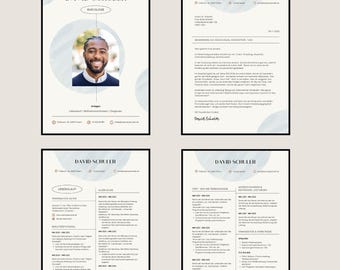 Plantilla de aplicación moderna Canva Plantilla de CV Aplicación en alemán | portada | CV | carta de presentación/carta de motivación