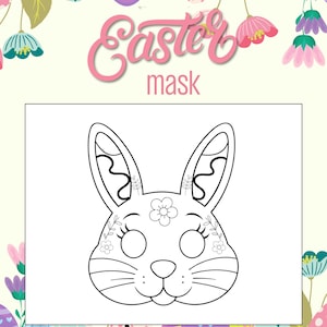 Color Bunny Mask Printable for Kids  DIY Easter & Spring Craft, Animal Mask Template, Instant Download, Kids Activity, Easter Digital Prints