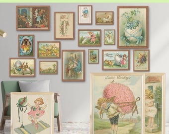 Vintage Easter Prints | 100-Piece Spring Gallery Wall Art (Digital Download)