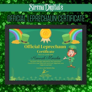 Certificado Oficial de Leprechaun | Dia de São Patrício para Imprimir | Prêmio da Sorte Editável para Crianças | Atividade Divertida de Férias | Download Instantâneo