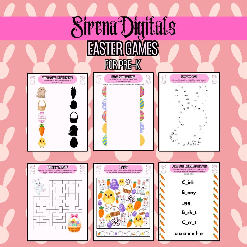 Printable Easter Games Bundle – 20 Activities for Kids, Coloring Pages ...