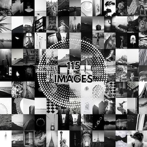 115Pcs Black And White Aesthetic Collage | Boujee Black and White Pictures | Wall Decor | B&W Photo Collage Kit | Aesthetic Room Decor