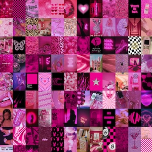 100 Piece Maximalist Digital Wall Art Set | Hot Pink Aesthetic Prints, Eclectic Room Decor & Baddie Wall Art | Instant Download