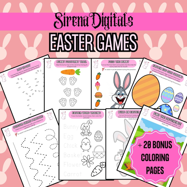 Printable Easter Games Bundle – 20 Activities for Kids, Coloring Pages ...