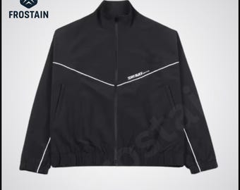 Veste coupe-vent noire, veste de survêtement de style équipe pour hommes et femmes, manteau de sport unisexe à manches longues streetwear Activewear