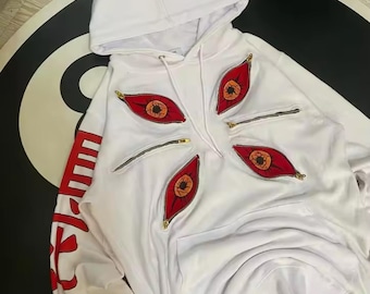 Sudaderas con capucha y cremallera múltiple de Anime Kokushibo, Sudaderas con capucha de demonio de anime, Regalo para amantes del anime