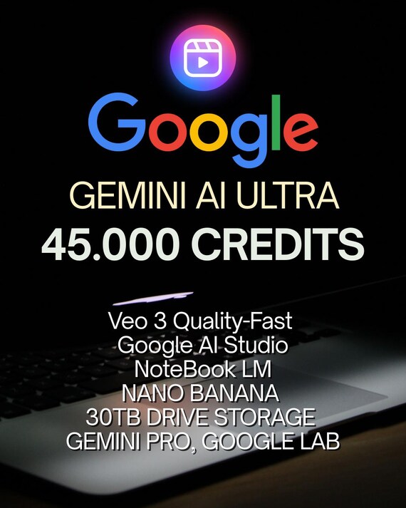 Gemini AI ULTRA 1 Month 45.000 Credits Private Account | Create Video With Veo3