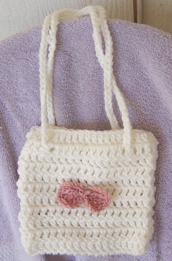 Items similar to Little girls adorable soft white color bag, purse ...